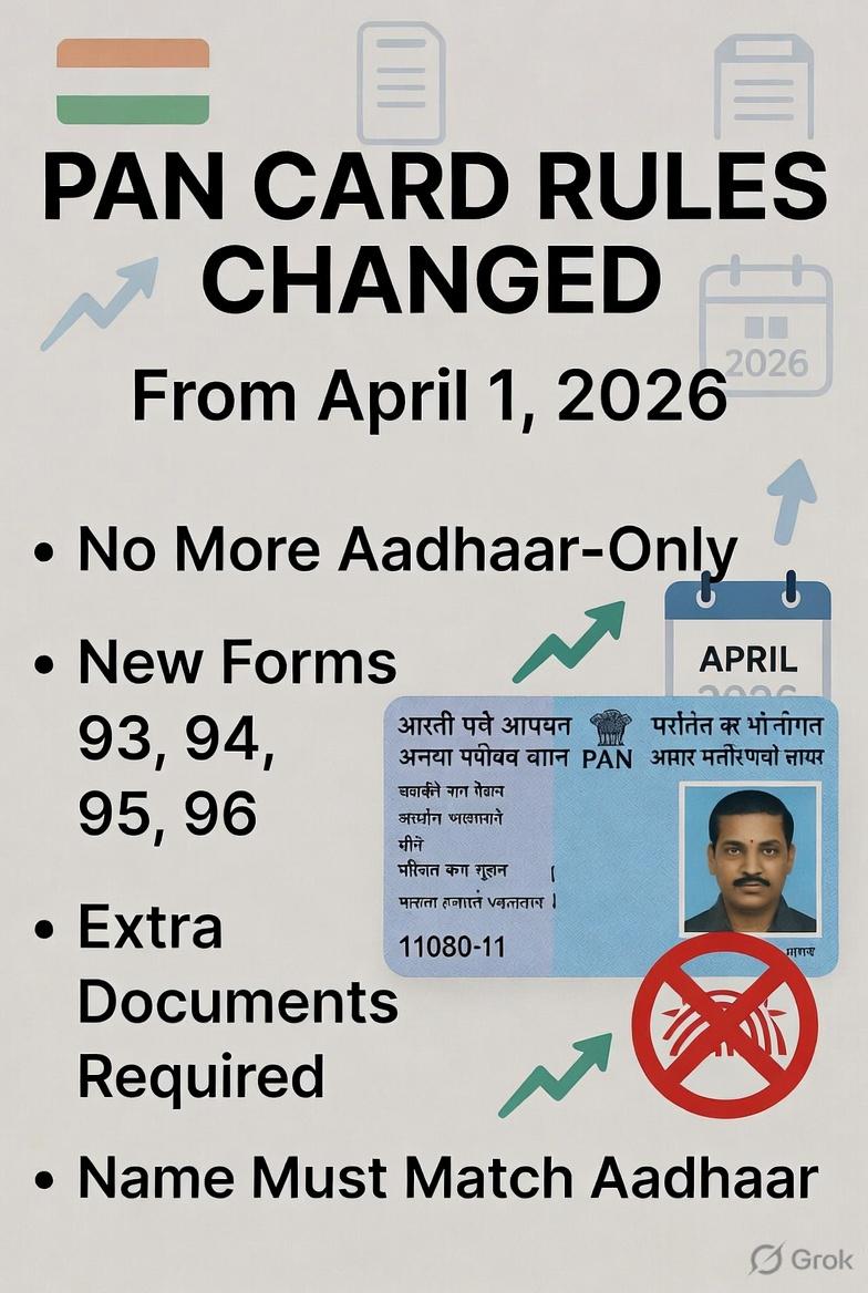 PAN Card New Rules 2026: Major Changes from April 1 – No More Aadhaar-Only Applications, New Forms & Updated Limits